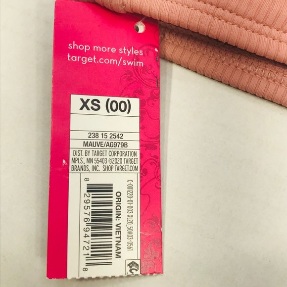 Xhilaration Women's Size XS 00 Ribbed Cheeky Bikini Swim Bottom Mauve New - Picture 4 of 9